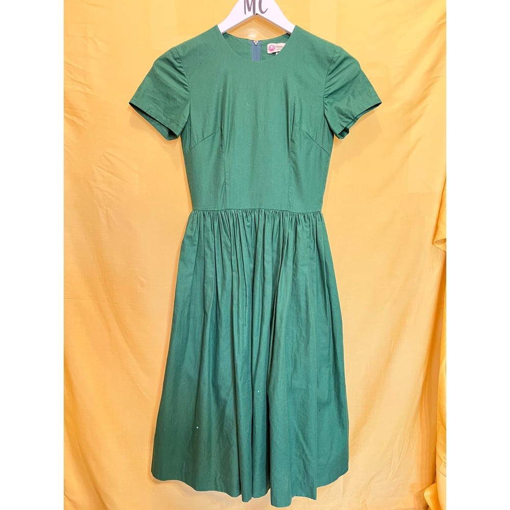 Twenty Four Emerald Green A-Line Handmade Vintage Dress